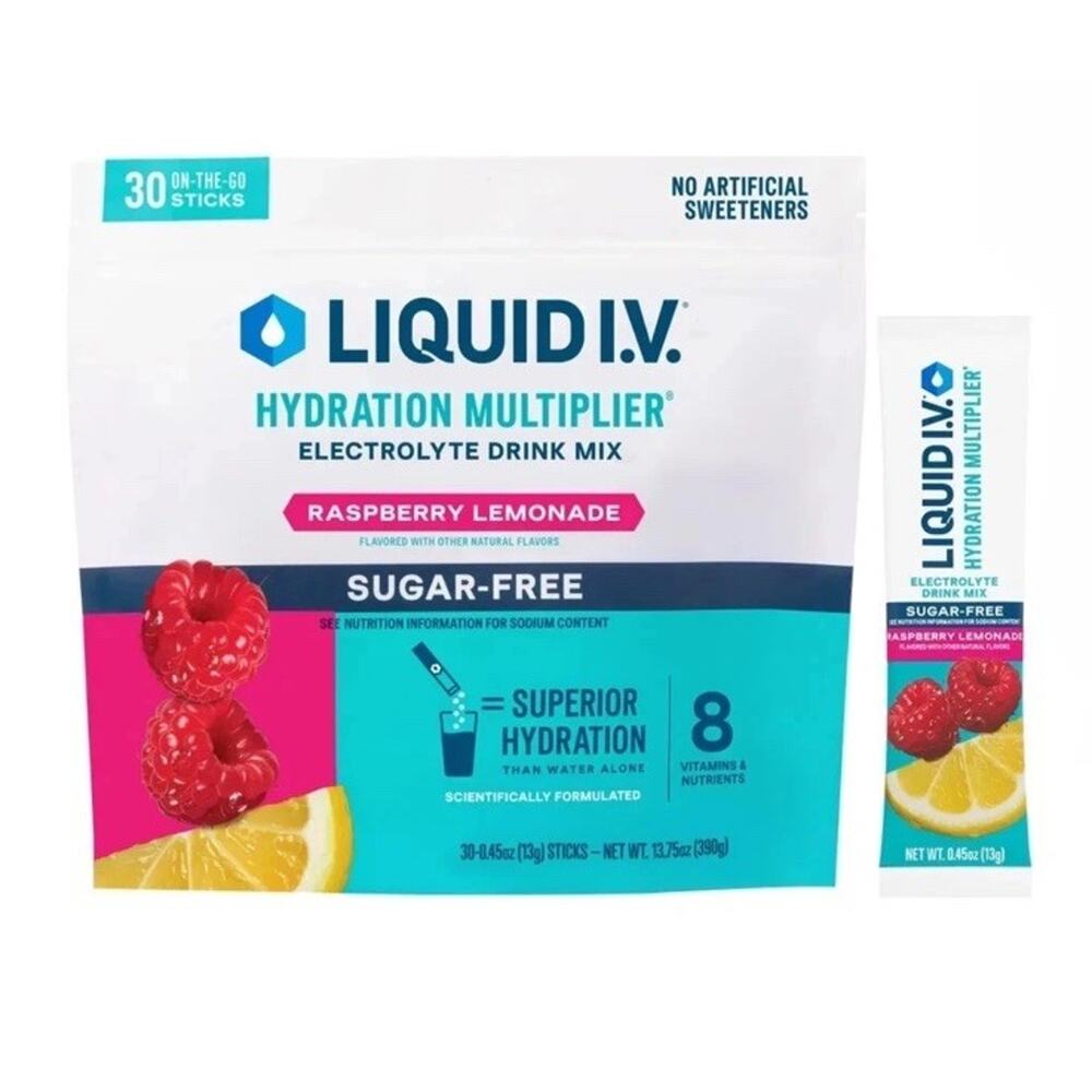 Liquid I.V. Hydration Multiplier, 30 Stick Raspberry Lemonade New Open Bag